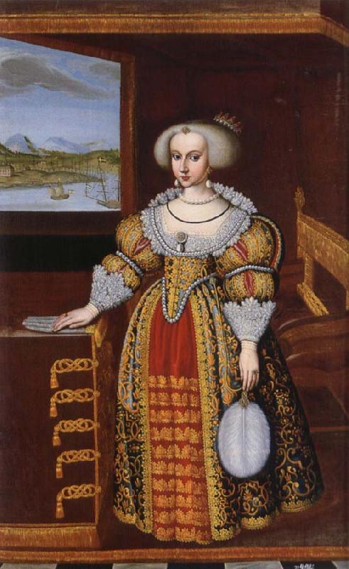 Jacob Heinrich Elbfas Queen Kristina,mellan tens and thirteen am failing oil painting image